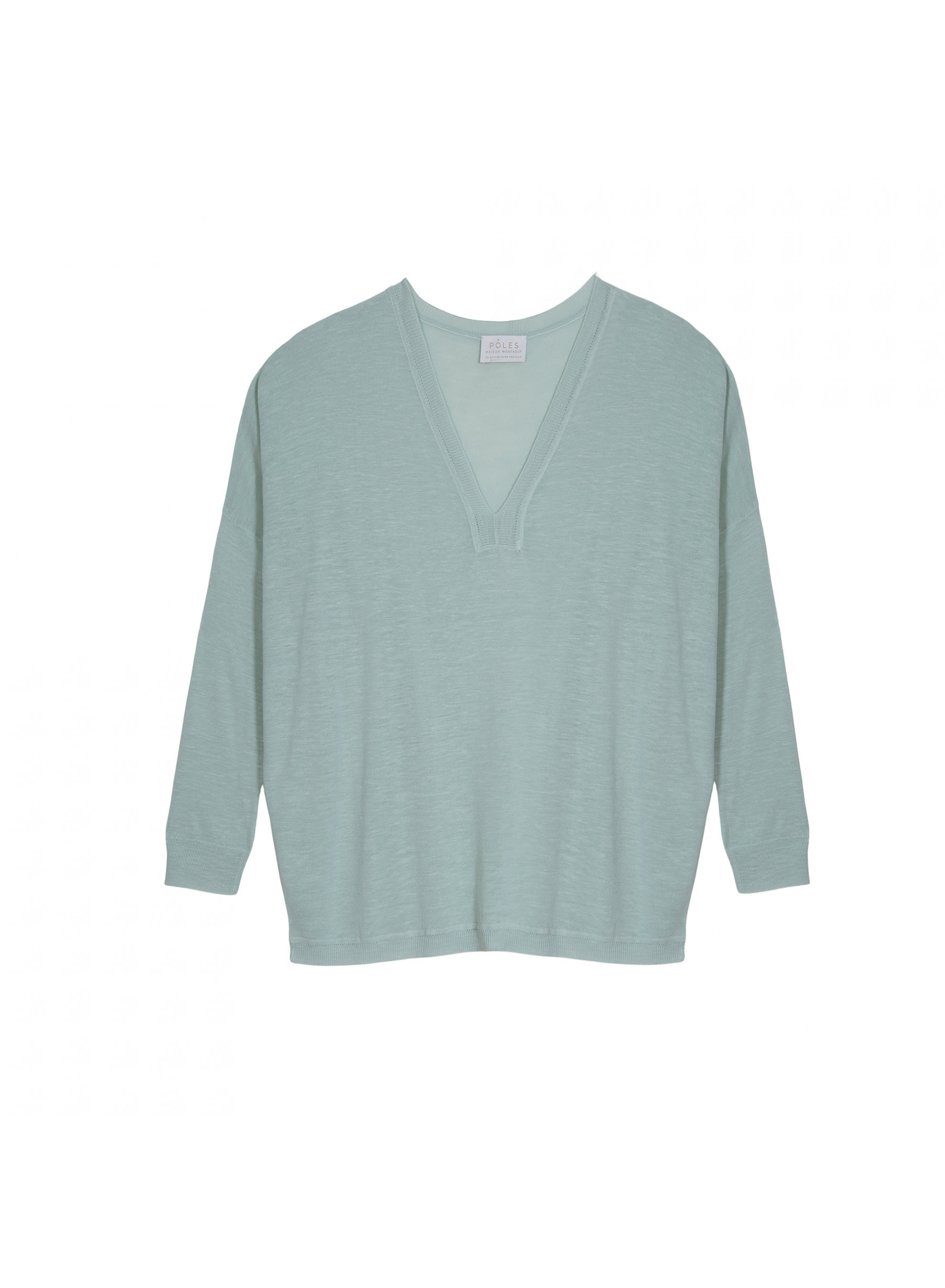 Oversized v-neck flamed linen t-shirt - Beja