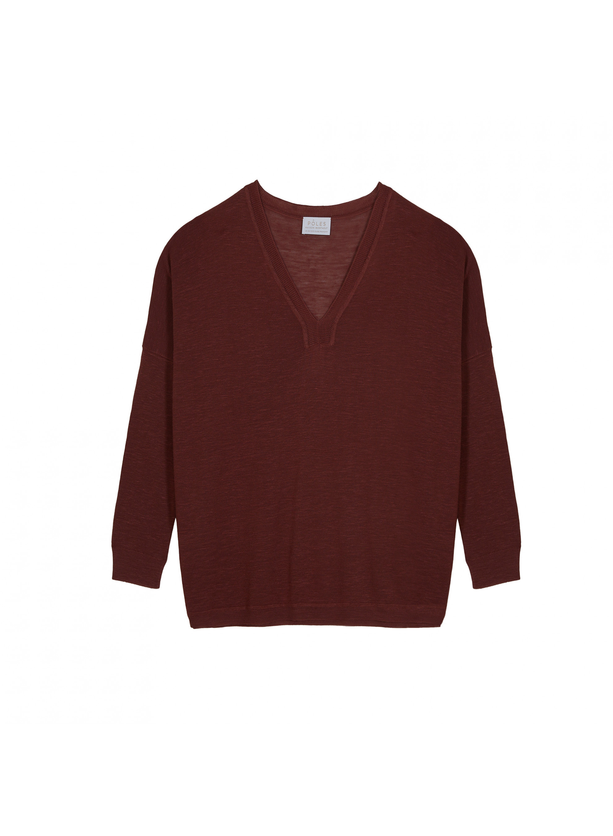 T-shirt oversize col v en lin flammé - Beja 7630 argile - 51 Bordeaux