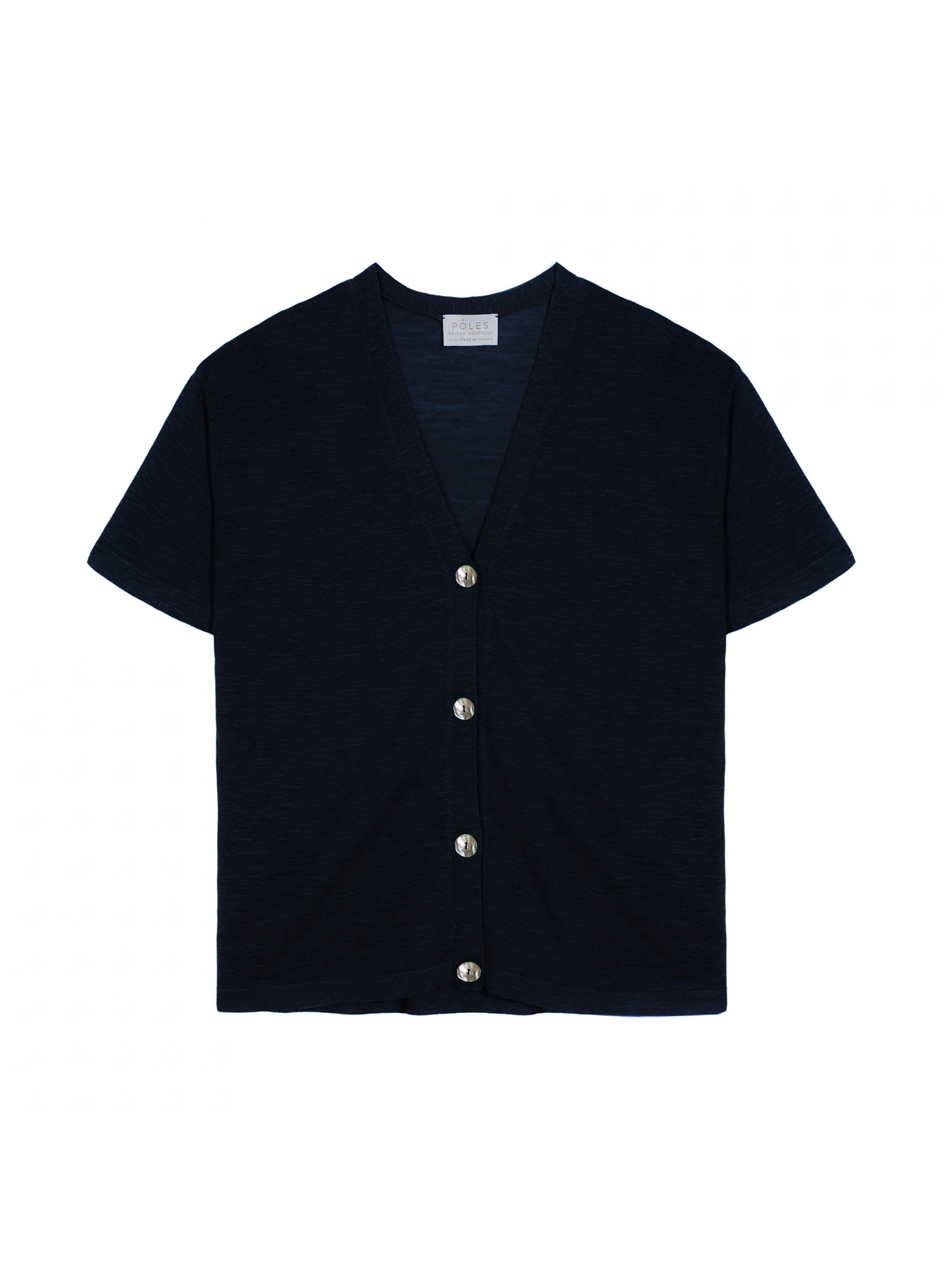 Gilet manches courtes en lin flammé - Tanya 7640 marine - 05 Bleu marine