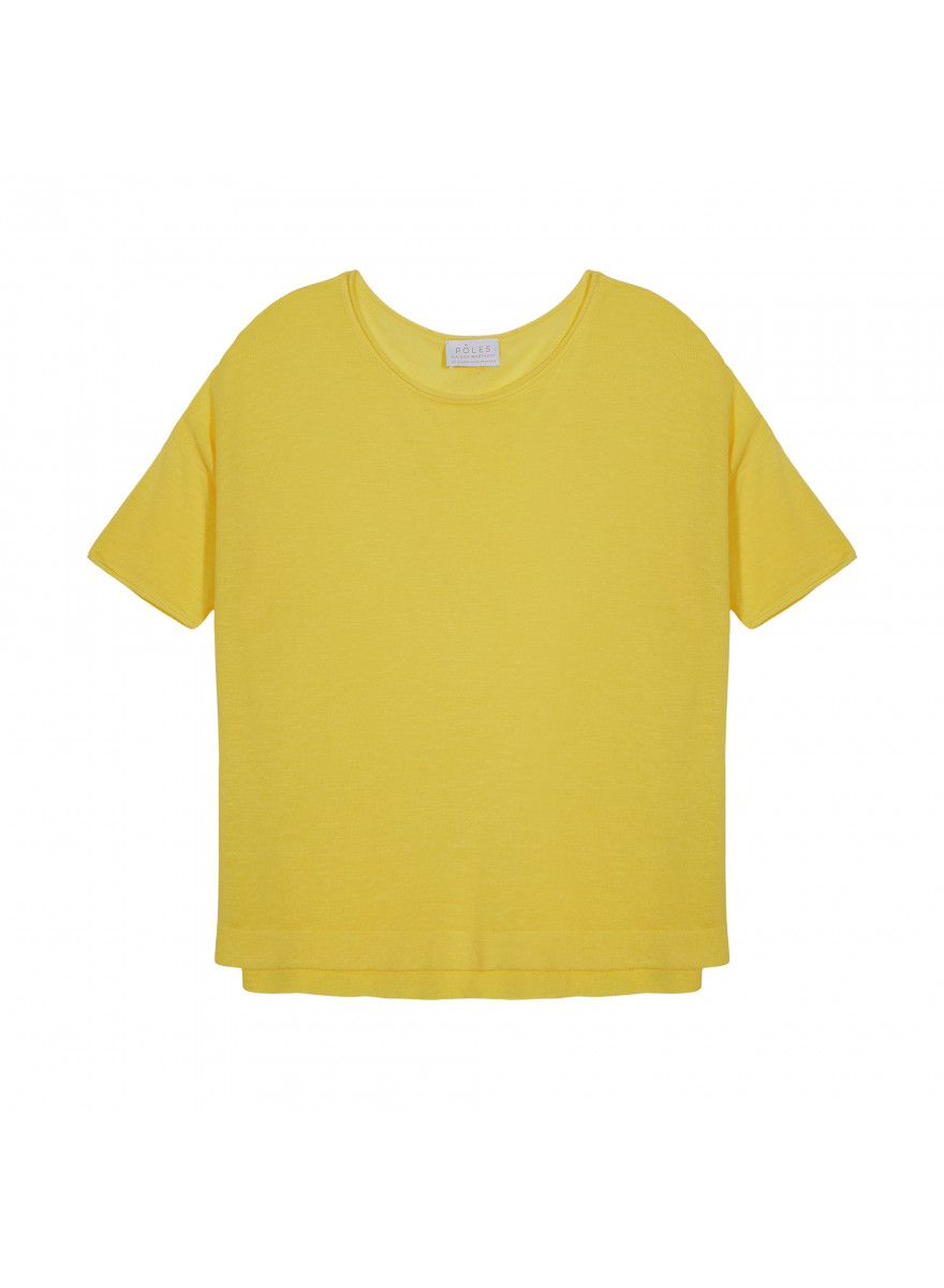 Camiseta larga com mangas até o cotovelo em linho slub - Taslim