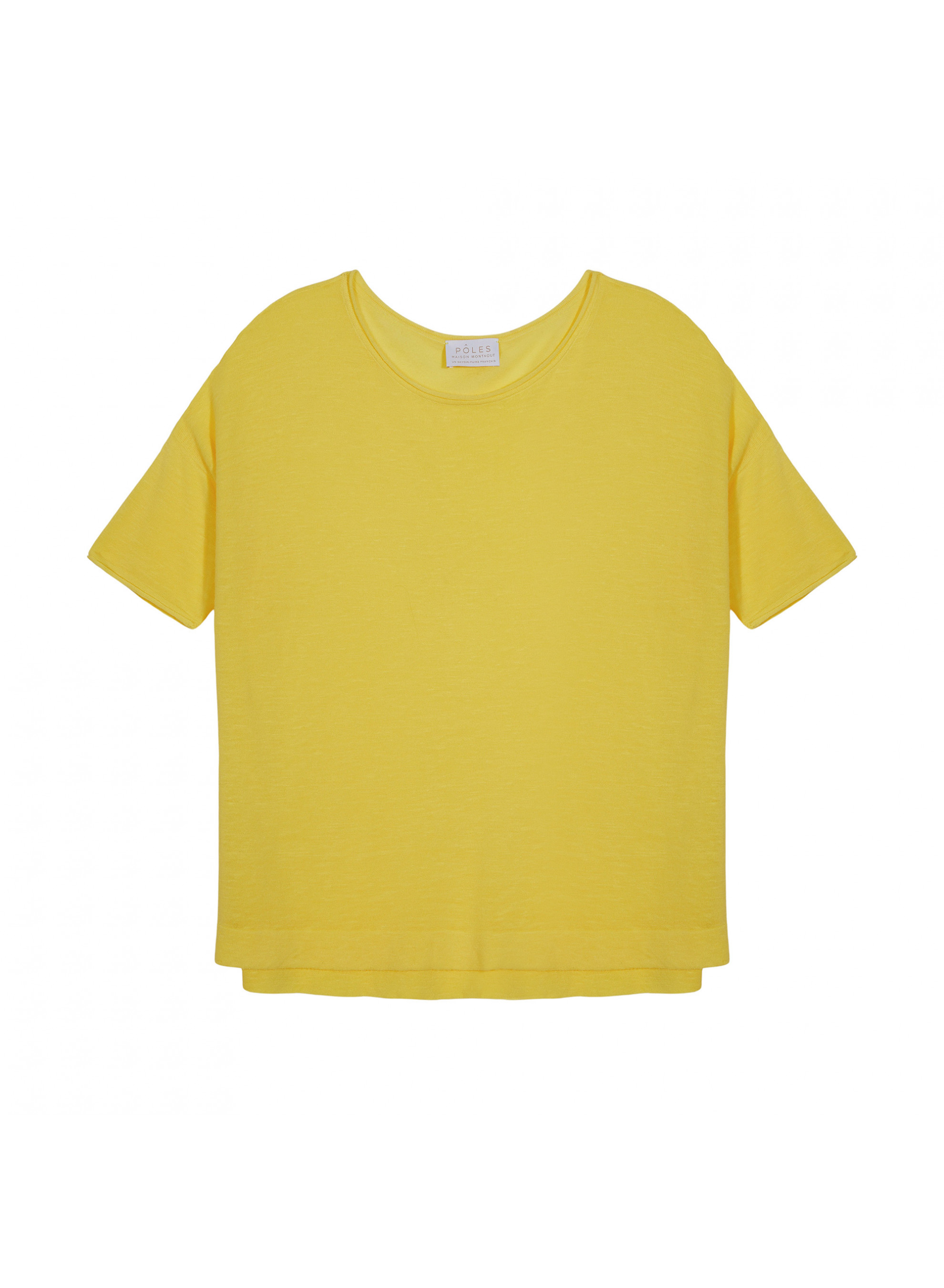T-shirt ample manches coudes en lin flammé - Taslim 7660 citron - 08 Jaune
