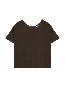Flamed linen button back t-shirt - Tally