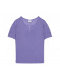 T-shirt col tunisien en lin flammé - Bohême 7690 lavande - 16 Violet clair