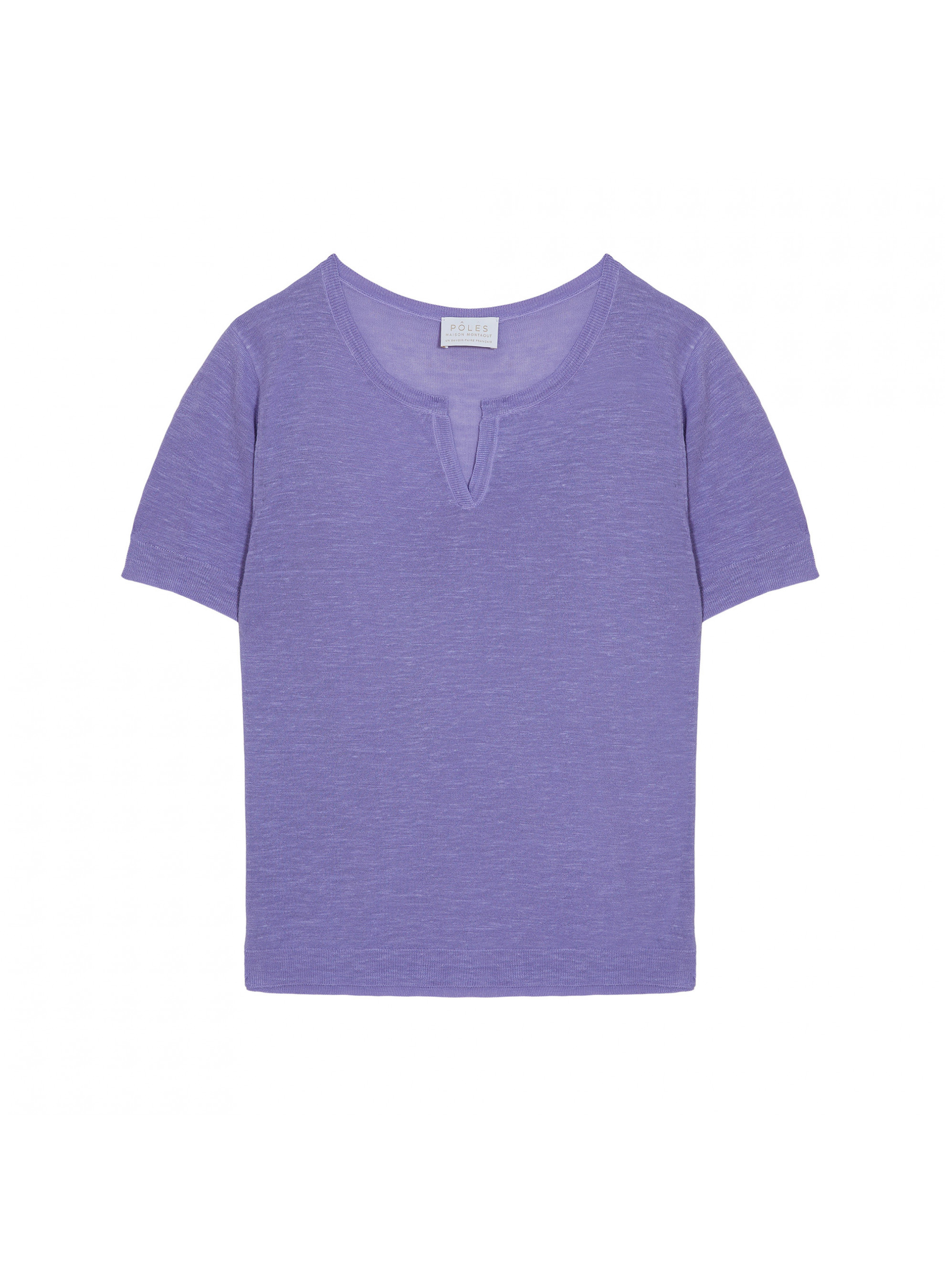 Flamed linen t-shirt with tunisian collar - Bohême