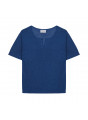 Flamed linen t-shirt with tunisian collar - Bohême