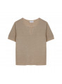 Flamed linen t-shirt with tunisian collar - Bohême