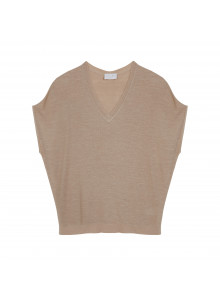 T-shirt manche chauve-souris en lin flammé - Tarra 7620 raphia - 12 Beige clair