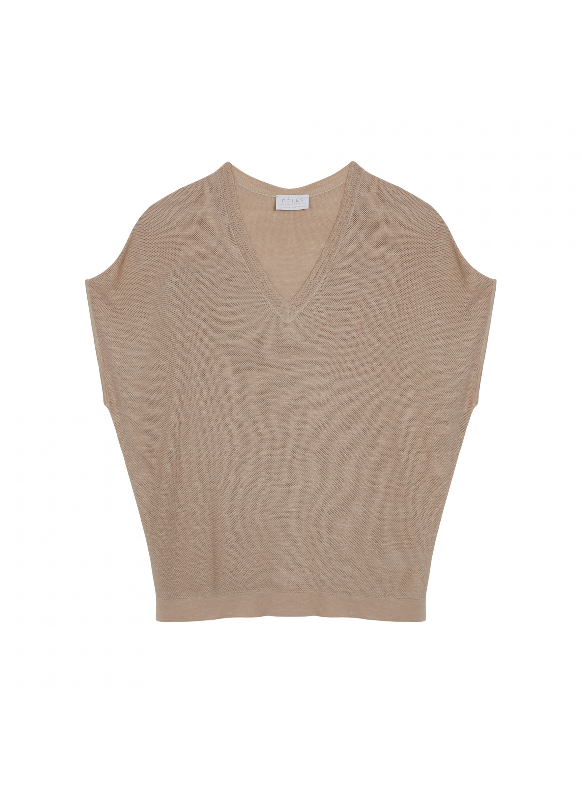 T-shirt manche chauve-souris en lin flammé - Tarra 7620 raphia - 12 Beige clair