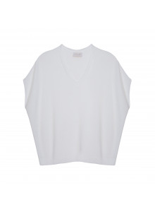 T-shirt manche chauve-souris en lin flammé - Tarra 7601 ecru - 02 Blanc