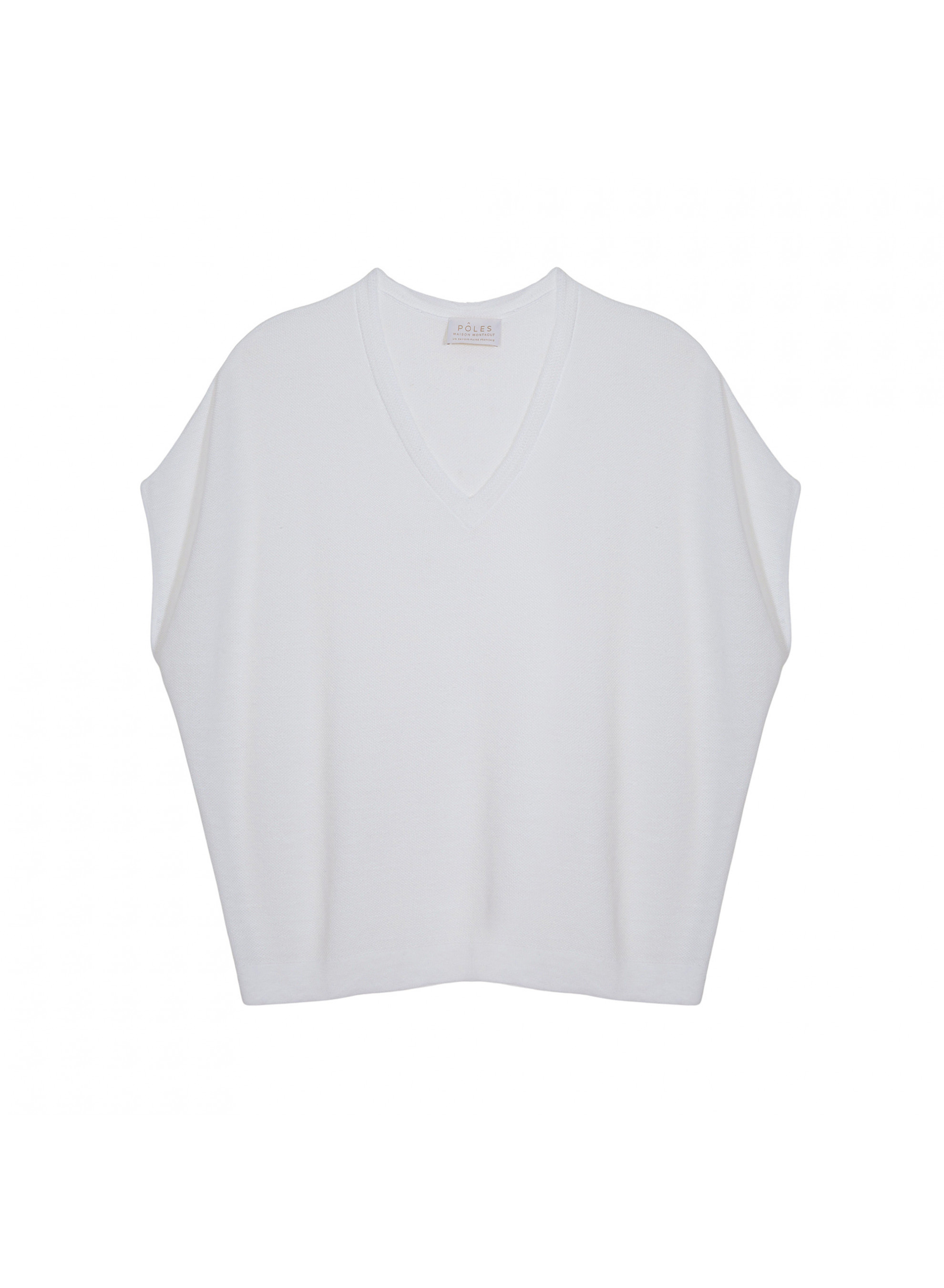 T-shirt manche chauve-souris en lin flammé - Tarra 7601 ecru - 02 Blanc