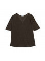 Flamed linen elbow sleeve t-shirt - Bonbon