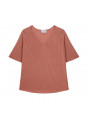 Flamed linen elbow sleeve t-shirt - Bonbon