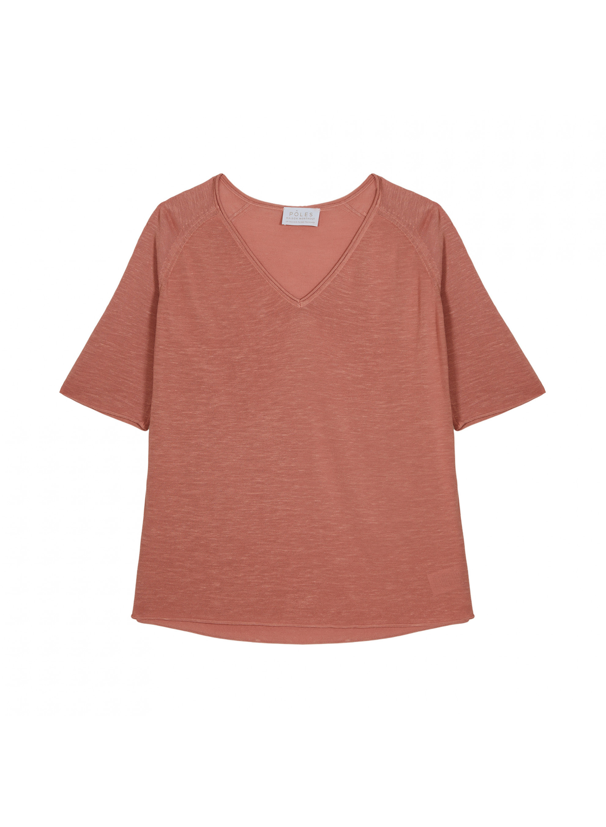 Flamed linen elbow sleeve t-shirt - Bonbon