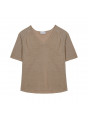 T-shirt manches coudes en lin flammé - Bonbon 7620 raphia - 12 Beige clair