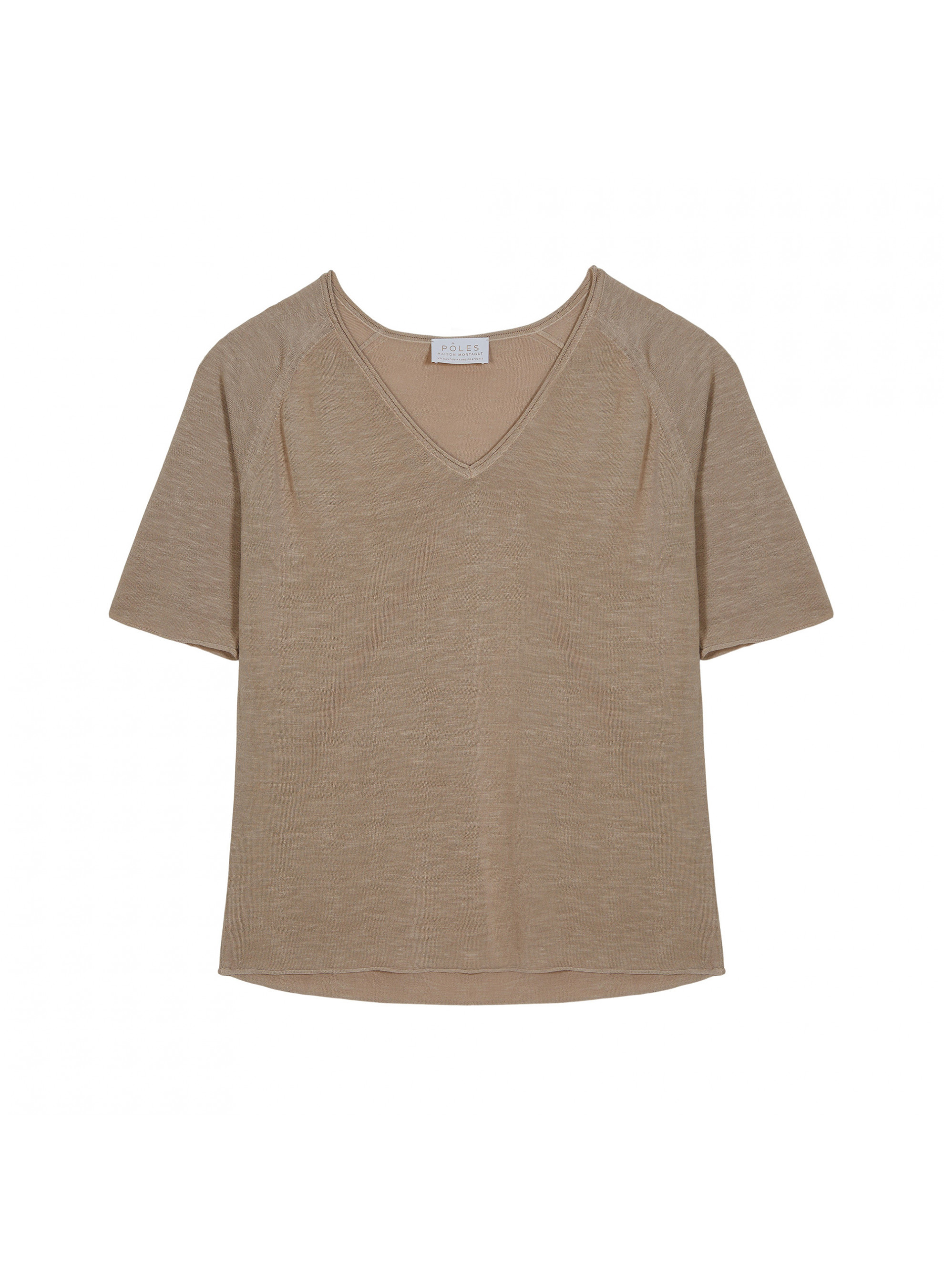 Flamed linen elbow sleeve t-shirt - Bonbon