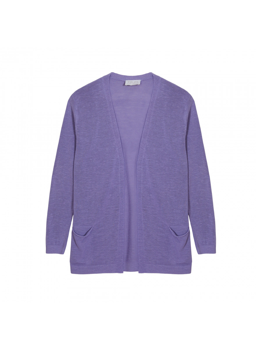 Colete longo com bolsos em linho slub - Tabata