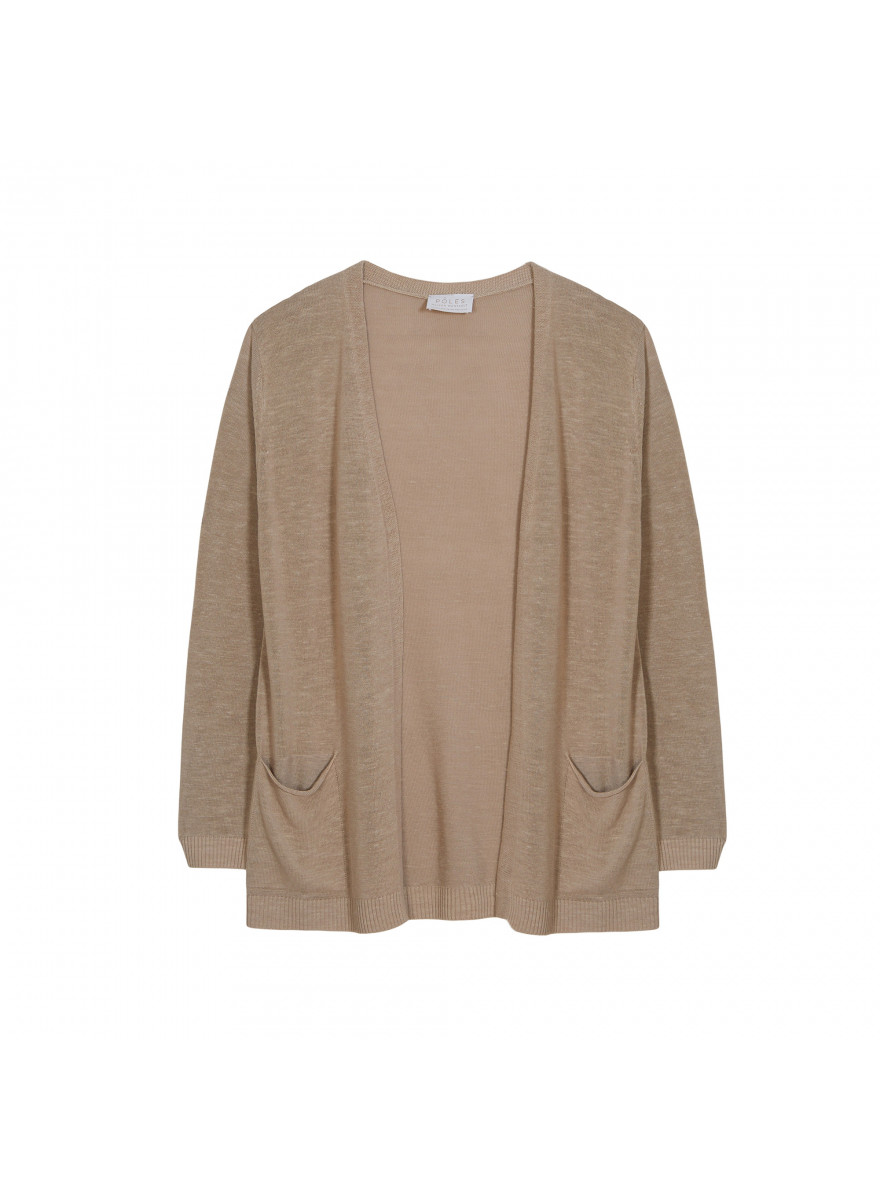 Long vest with pockets in flamed linen - Tabata