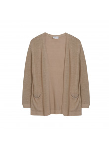  	Gilet long avec poches en lin flammé - Tabata 7620 raphia - 12 Beige clair