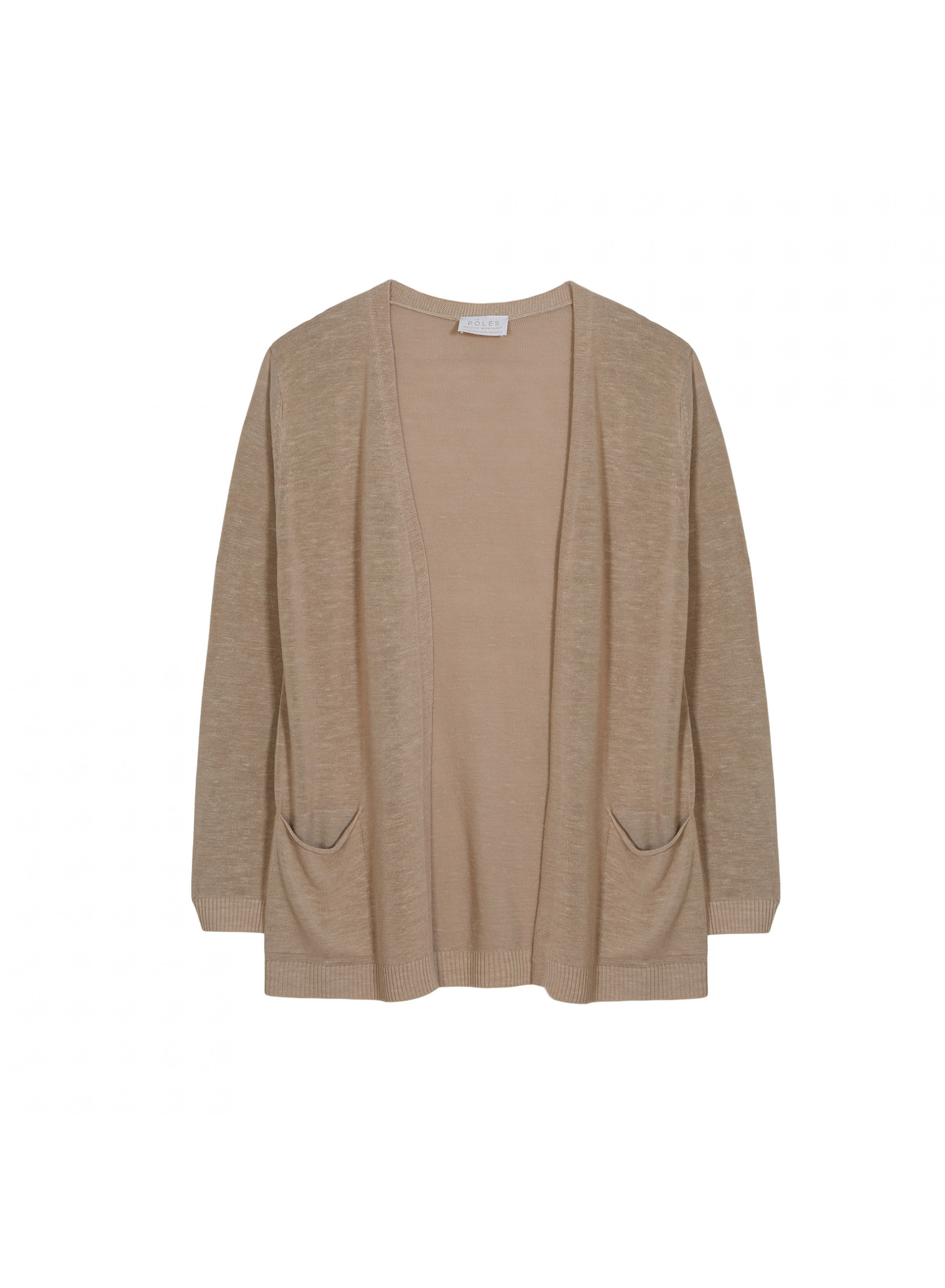  	Gilet long avec poches en lin flammé - Tabata 7620 raphia - 12 Beige clair