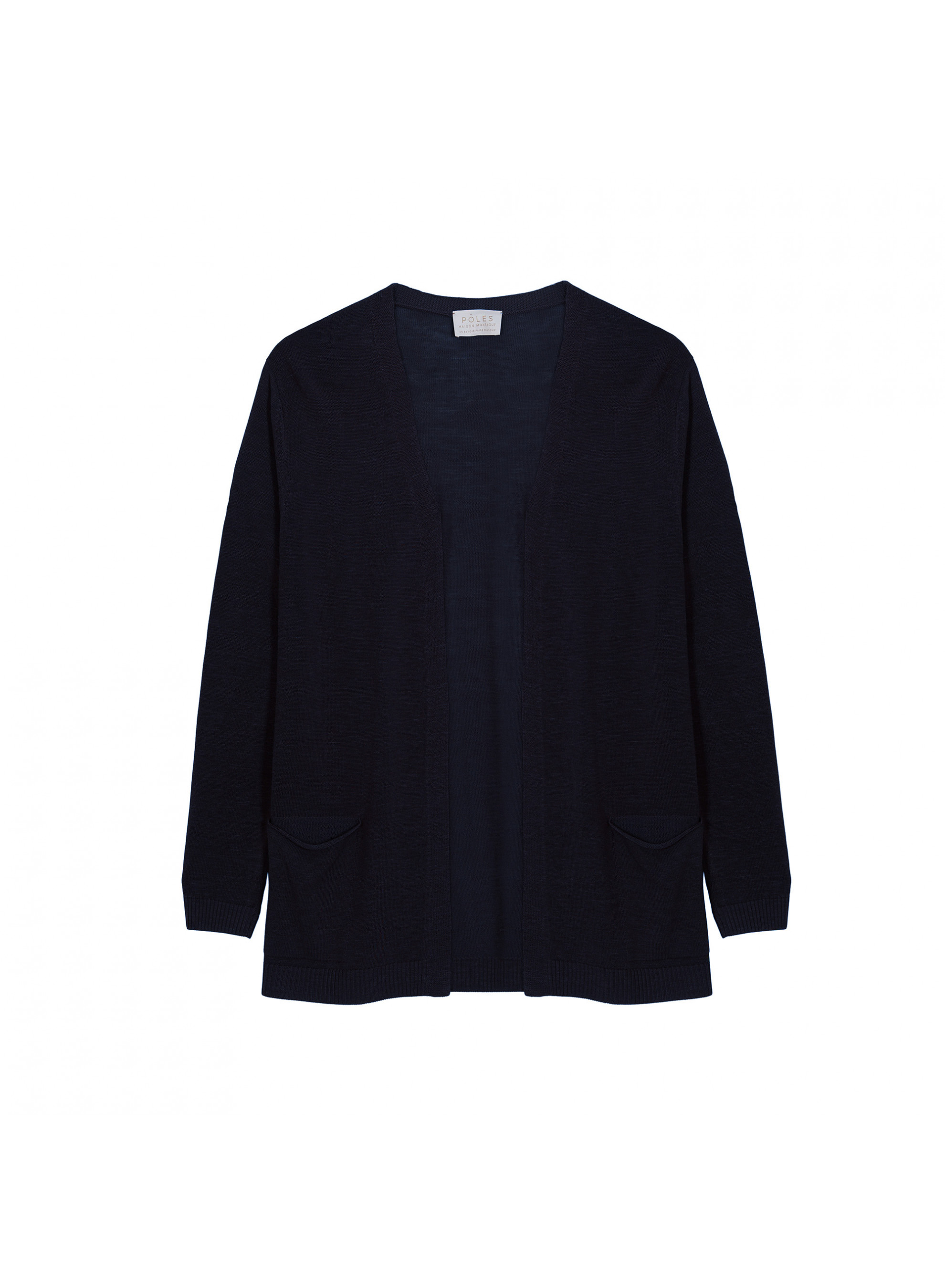  	Gilet long avec poches en lin flammé - Tabata 7610 noir - 01 Noir