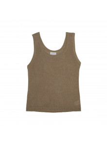 Débardeur col rond en lin - Tina 7620 raphia - 12 Beige clair