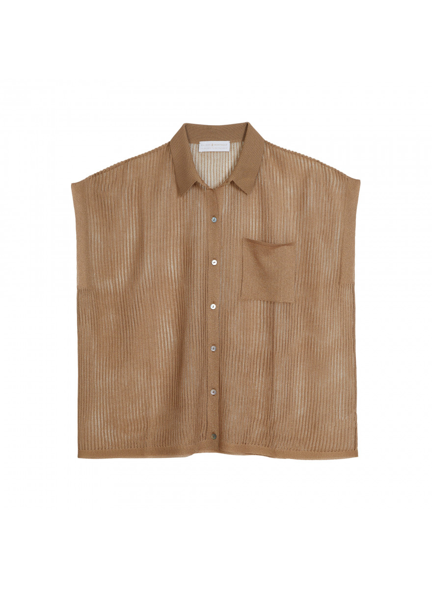 Blusa de manga curta com efeito iridescente - Stacy