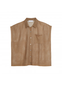 Short-sleeved blouse with iridescent effect - Stacy