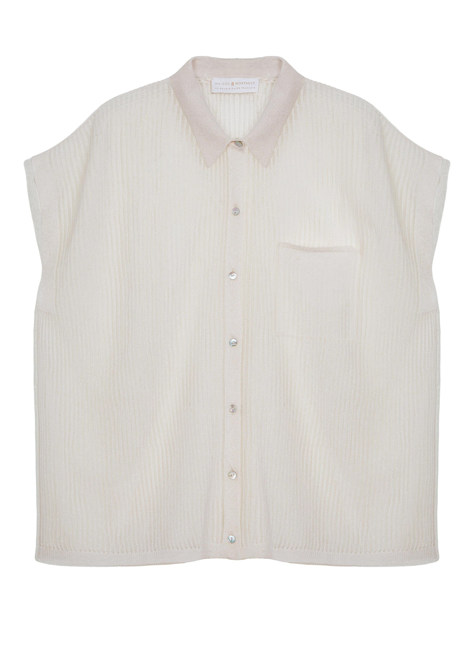 Short-sleeved blouse with iridescent effect - Stacy