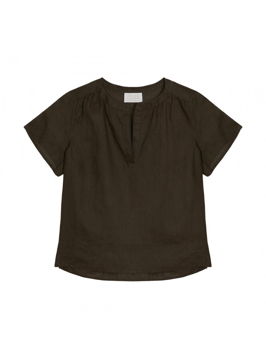 Tunisian collar linen blouse - Tonnie