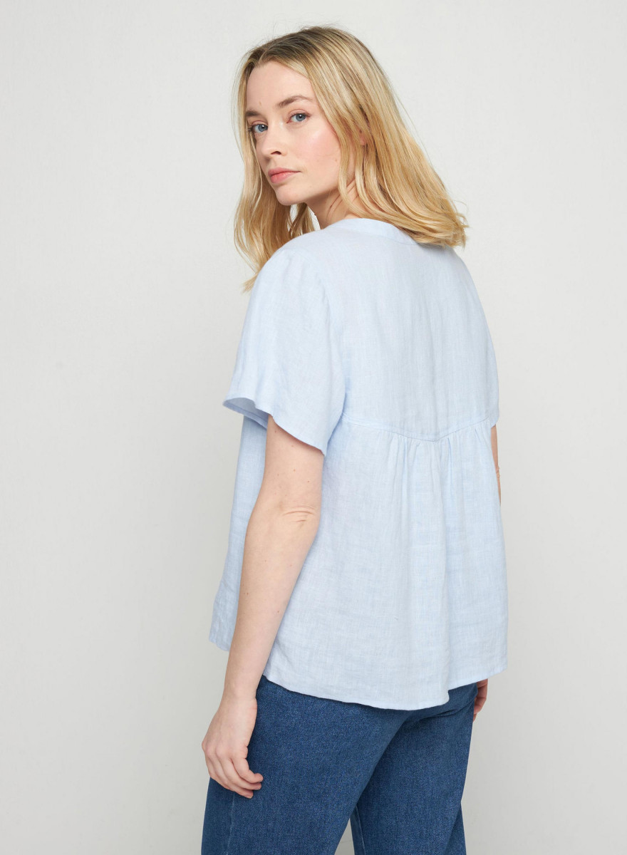 Tunisian collar linen blouse - Tonnie