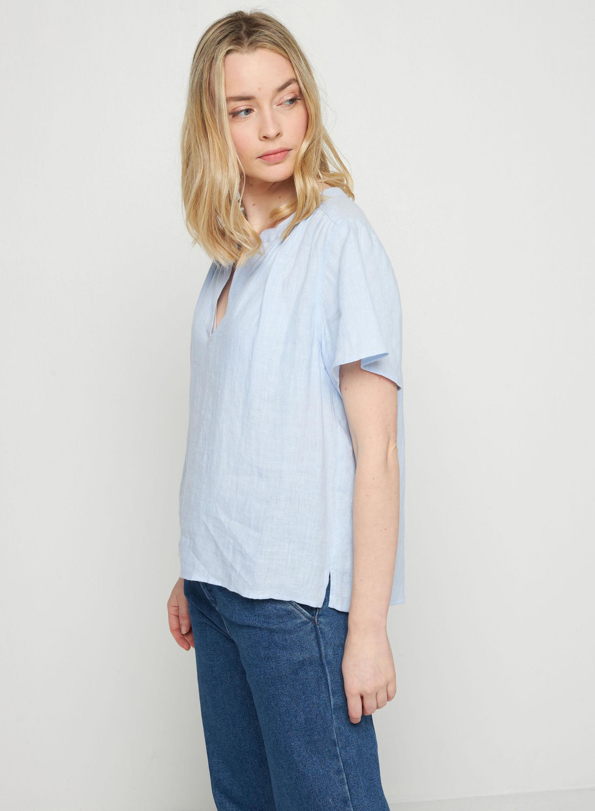 Tunisian collar linen blouse - Tonnie