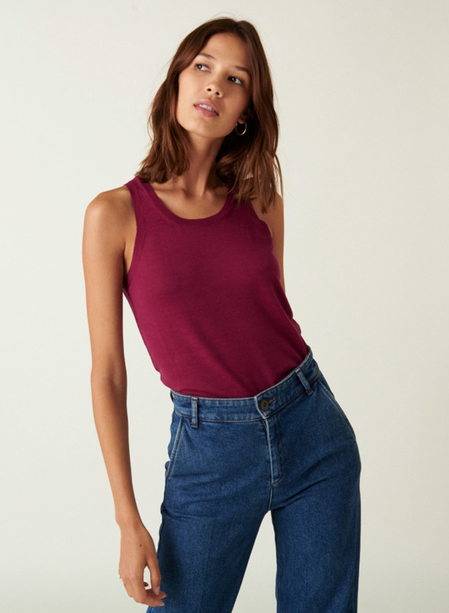 Regata de gola redonda em jersey de lã merino - Antenia