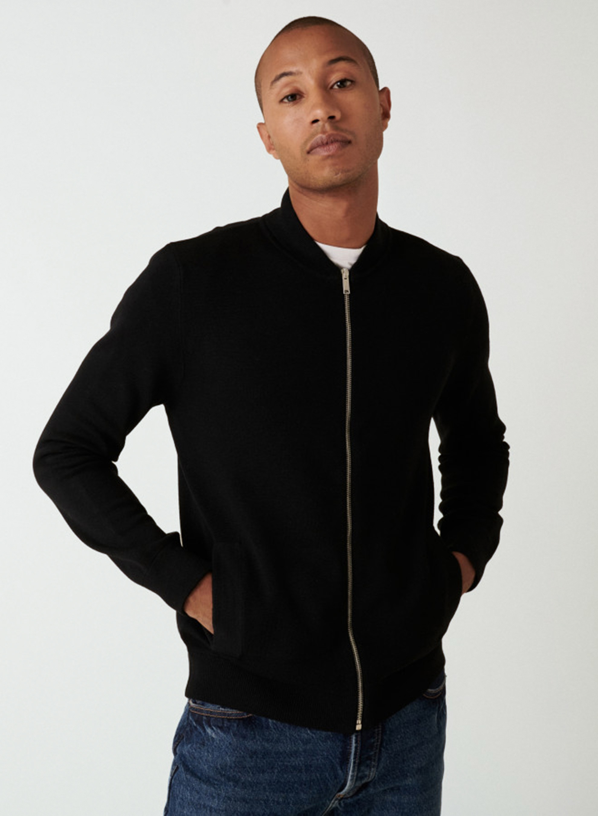 Zipped jacket with pockets in merino wool - Archibald