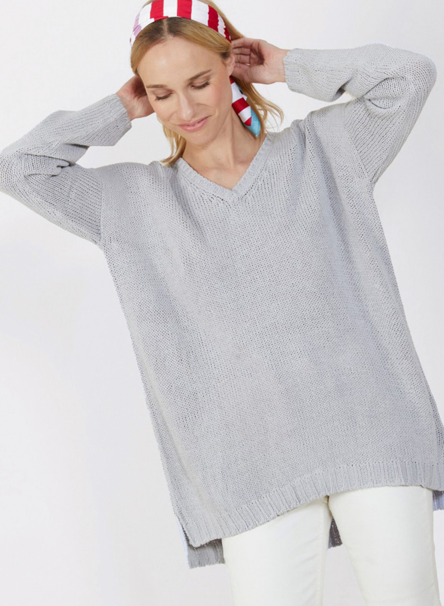 Large chunky knit v-neck sweater - Balata