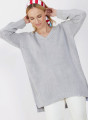 Grand pull col v en grosse maille - Balata 7213 givre - 11 Gris clair