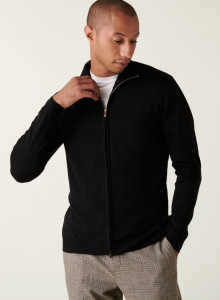 Zipped cardigan with logo in merino wool - Estian