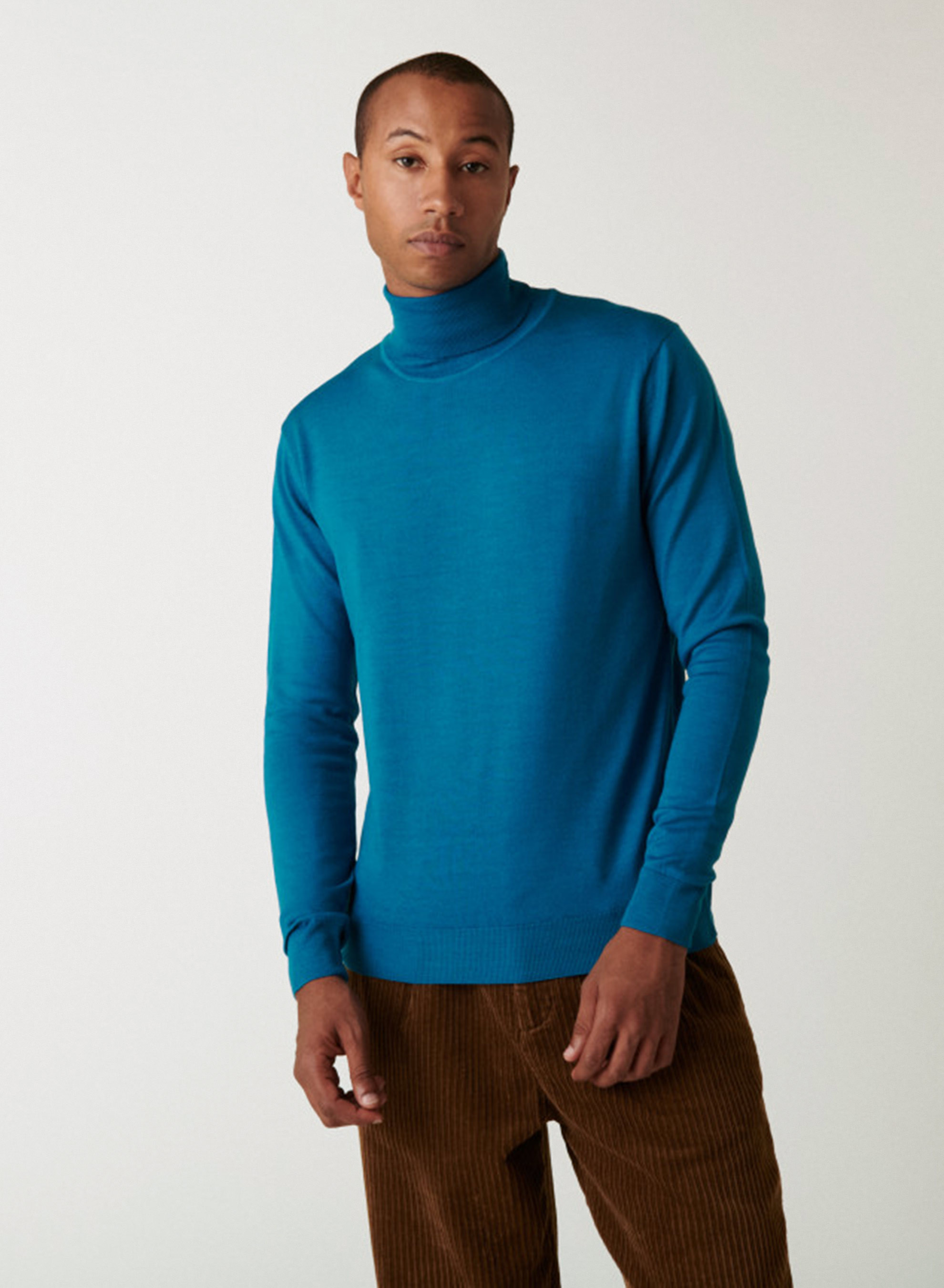 Pull col roulé avec logo en laine mérinos - Enzo 7481 cerise - 51 Bordeaux