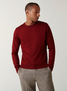 Round neck sweater with logo in merino wool - Eddie