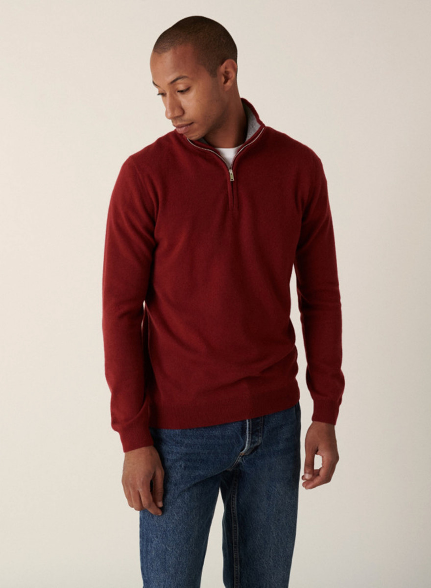 Pull col camionneur en cachemire - Emile 7566 sable/ecru - 13 Beige moyen