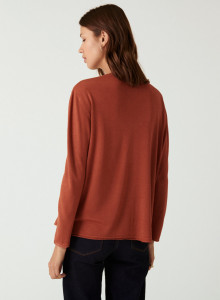 T-shirt manches longues en bambou cachemire à fentes - Aelys 7461 cognac - 92 Rouille