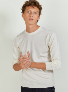 Pull col rond en laine et soie - Barsam 7002 arome - 82 Ecru