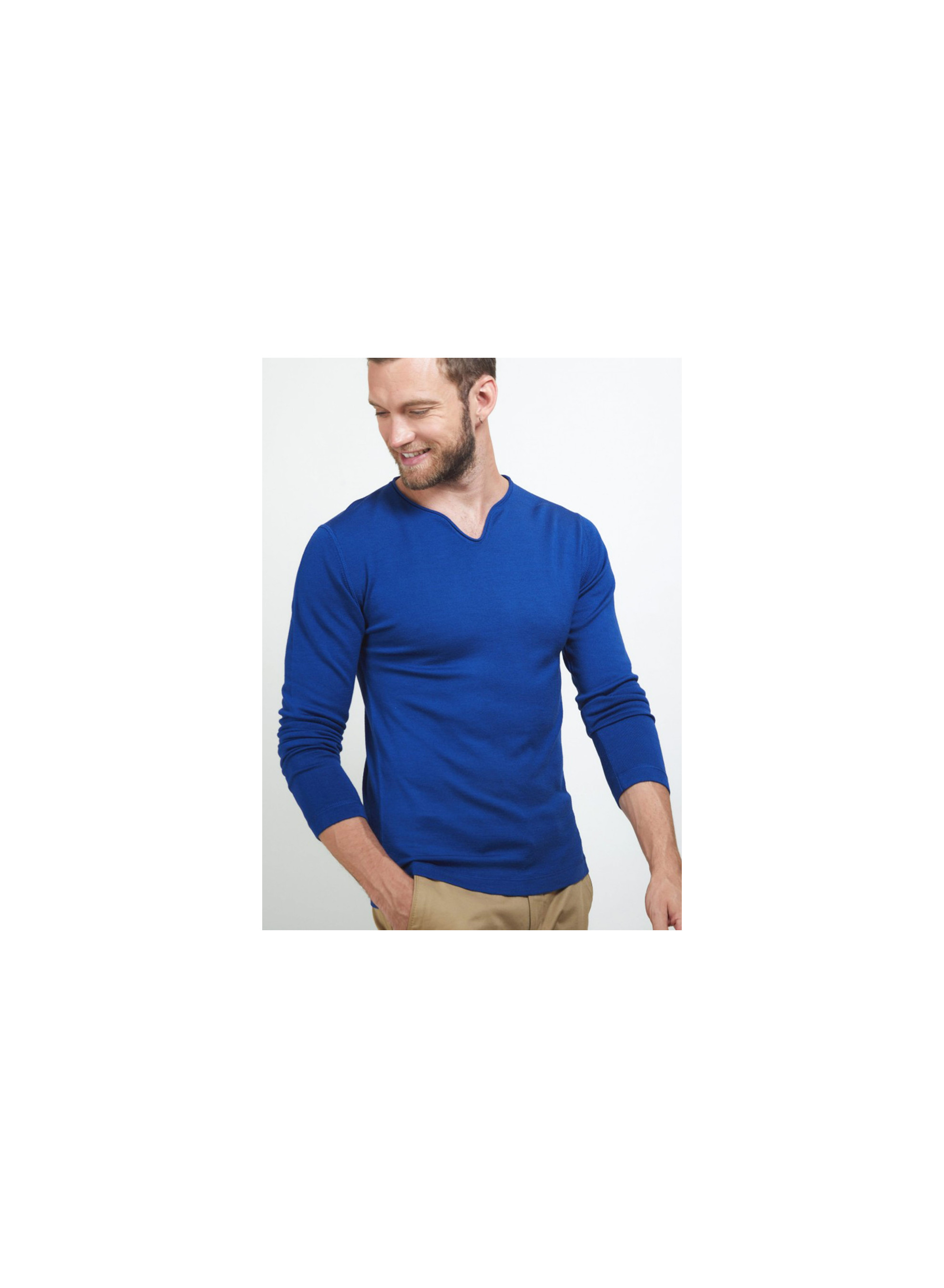 Pull col tunisien en laine - Bonno