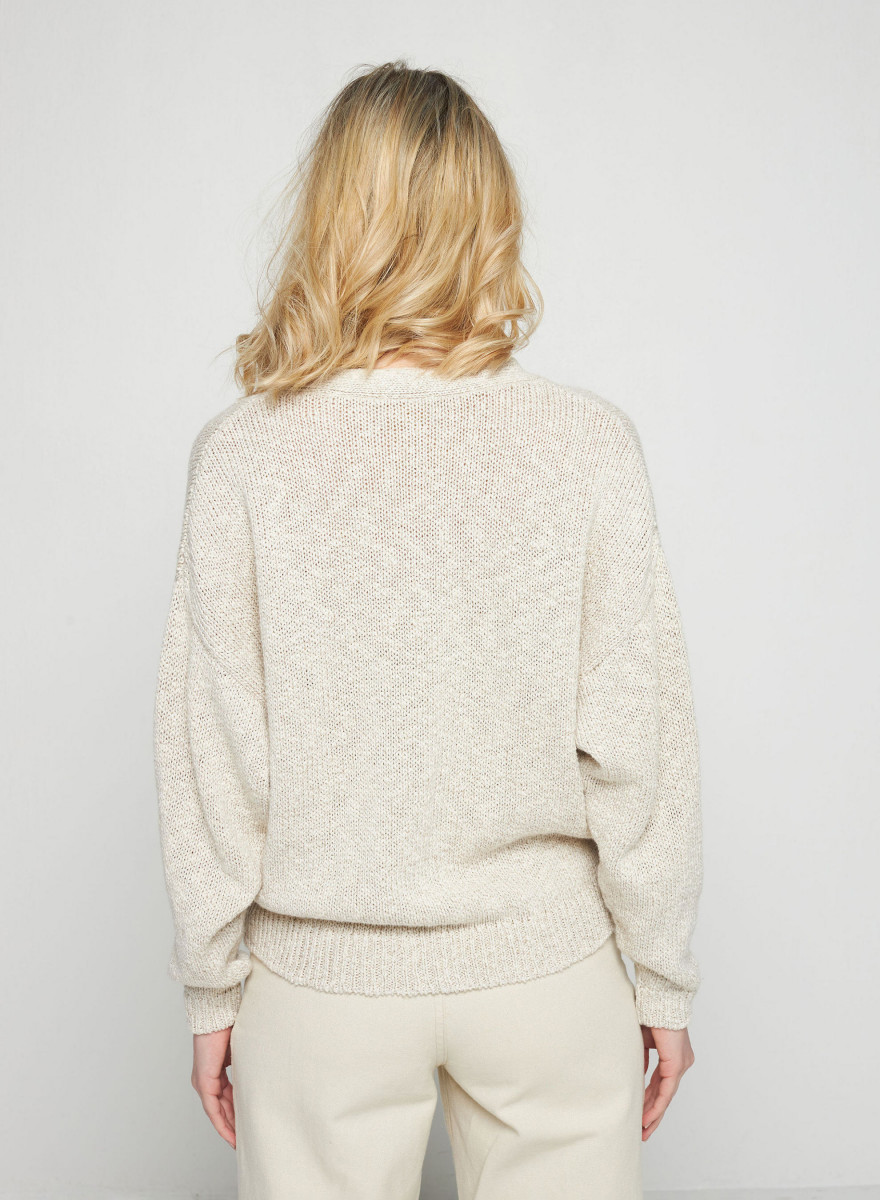 Colete decote V em algodão e linho - Thais