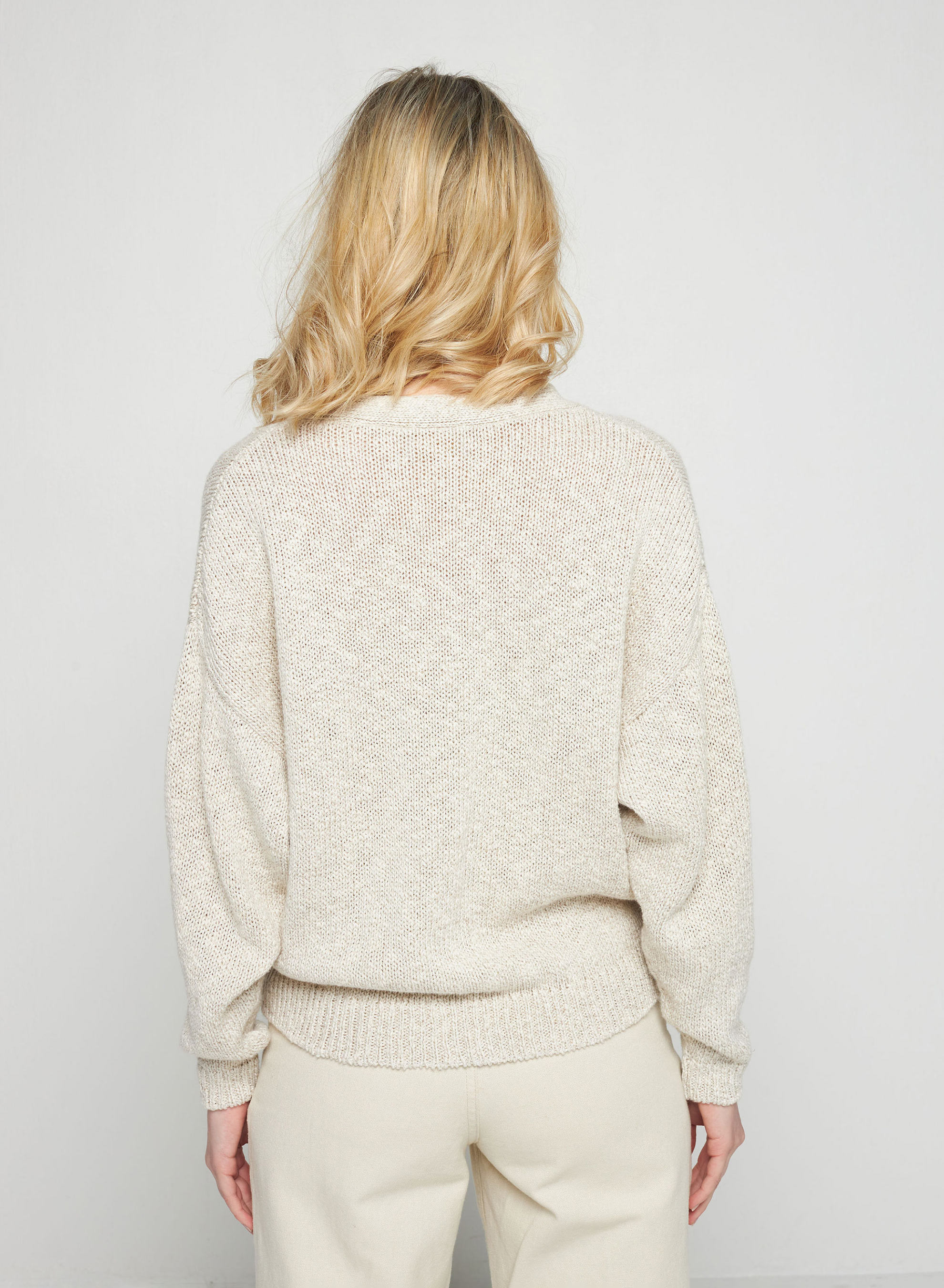 Cotton and linen V-neck cardigan - Thais