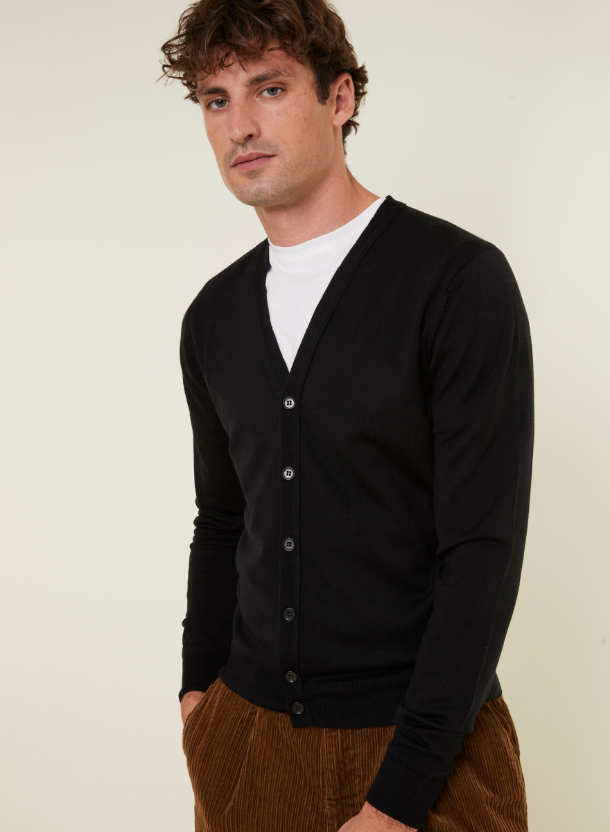 Buttoned vest with logo in merino wool - Etienne