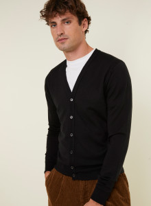 Buttoned vest with logo in merino wool - Etienne