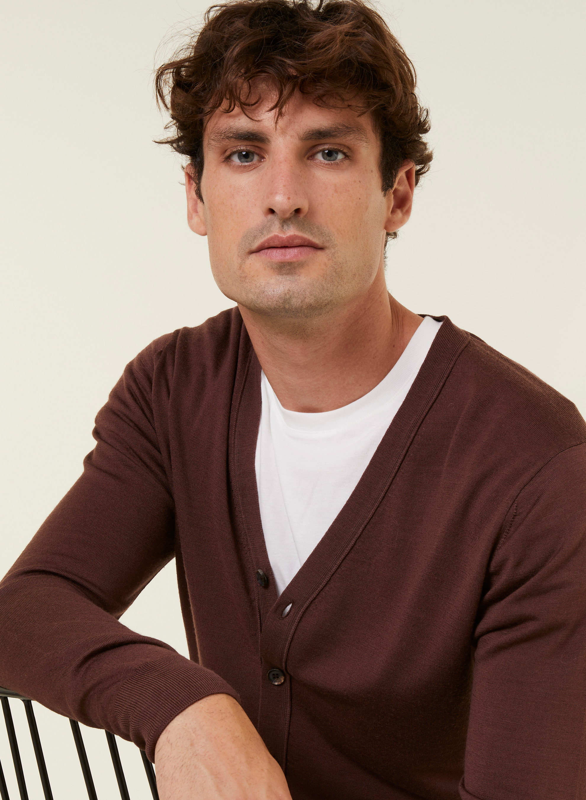 Buttoned vest with logo in merino wool - Etienne