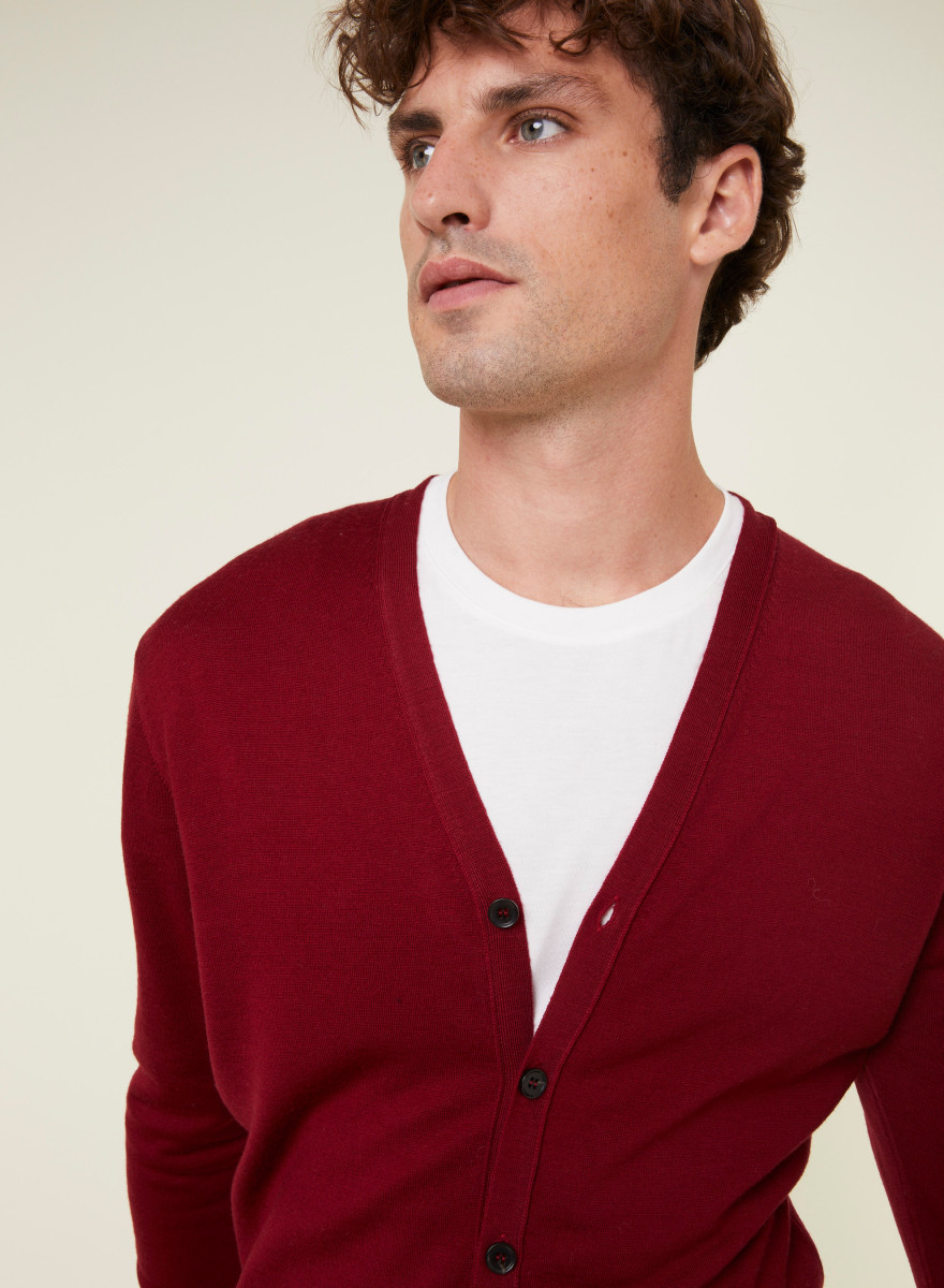 Buttoned vest with logo in merino wool - Etienne