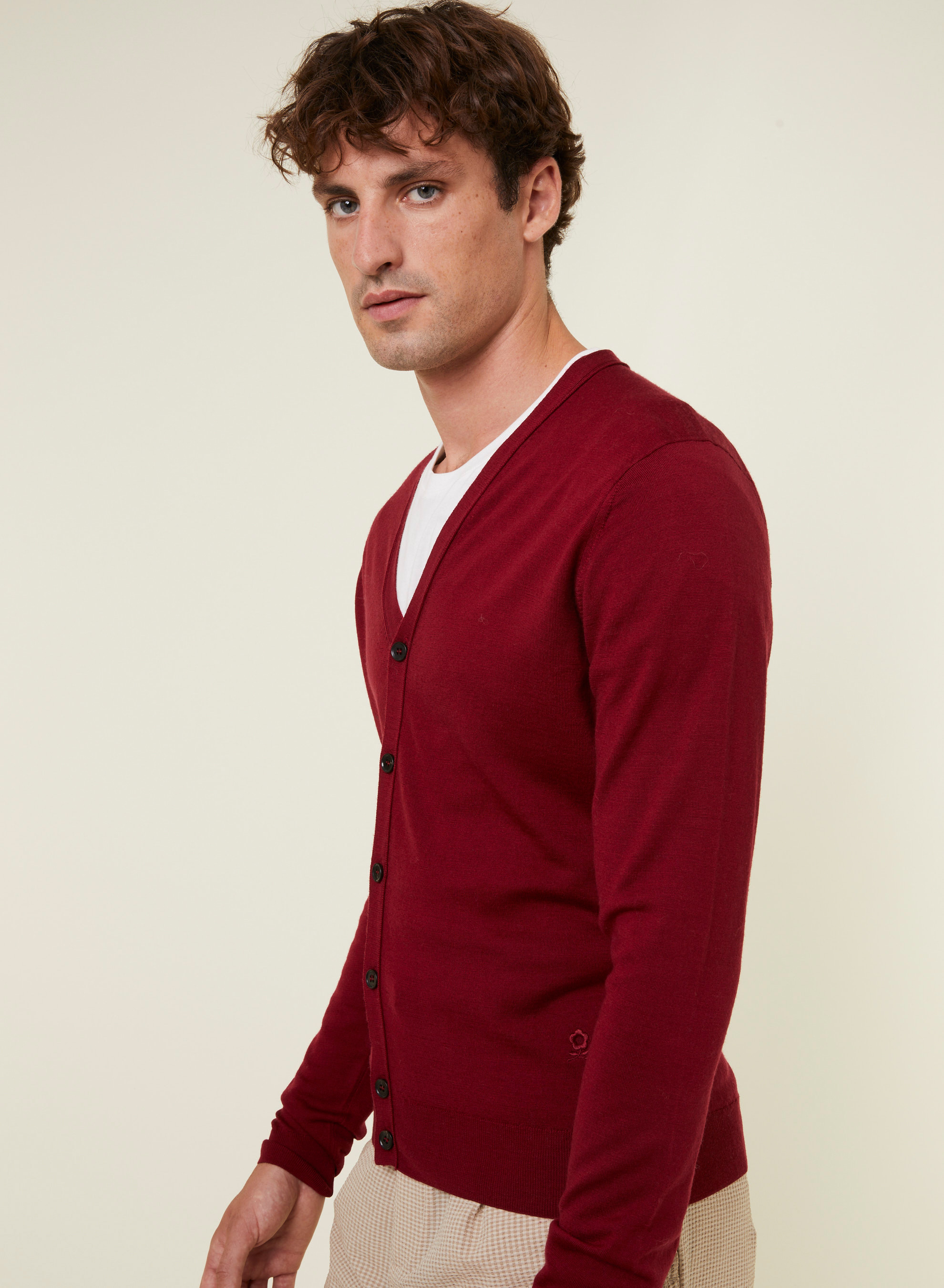 Buttoned vest with logo in merino wool - Etienne