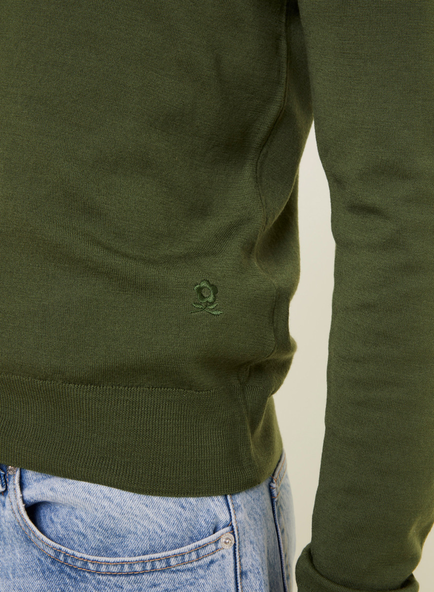 Buttoned vest with logo in merino wool - Etienne